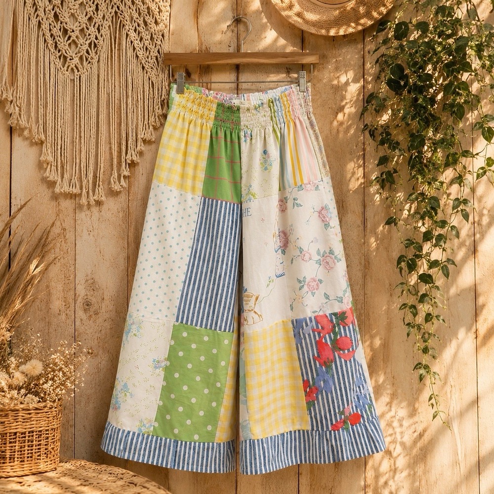 Handmade Bohemian Vintage Ralph Lauren Quilt Patchwork Ruffle Bloomers L/XL NWT